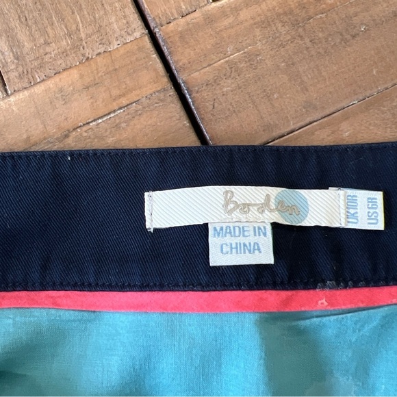 BODEN navy leaf print a-line skirt 6 Modest MIDI Academia Preppy Retro Classic - Picture 4 of 11